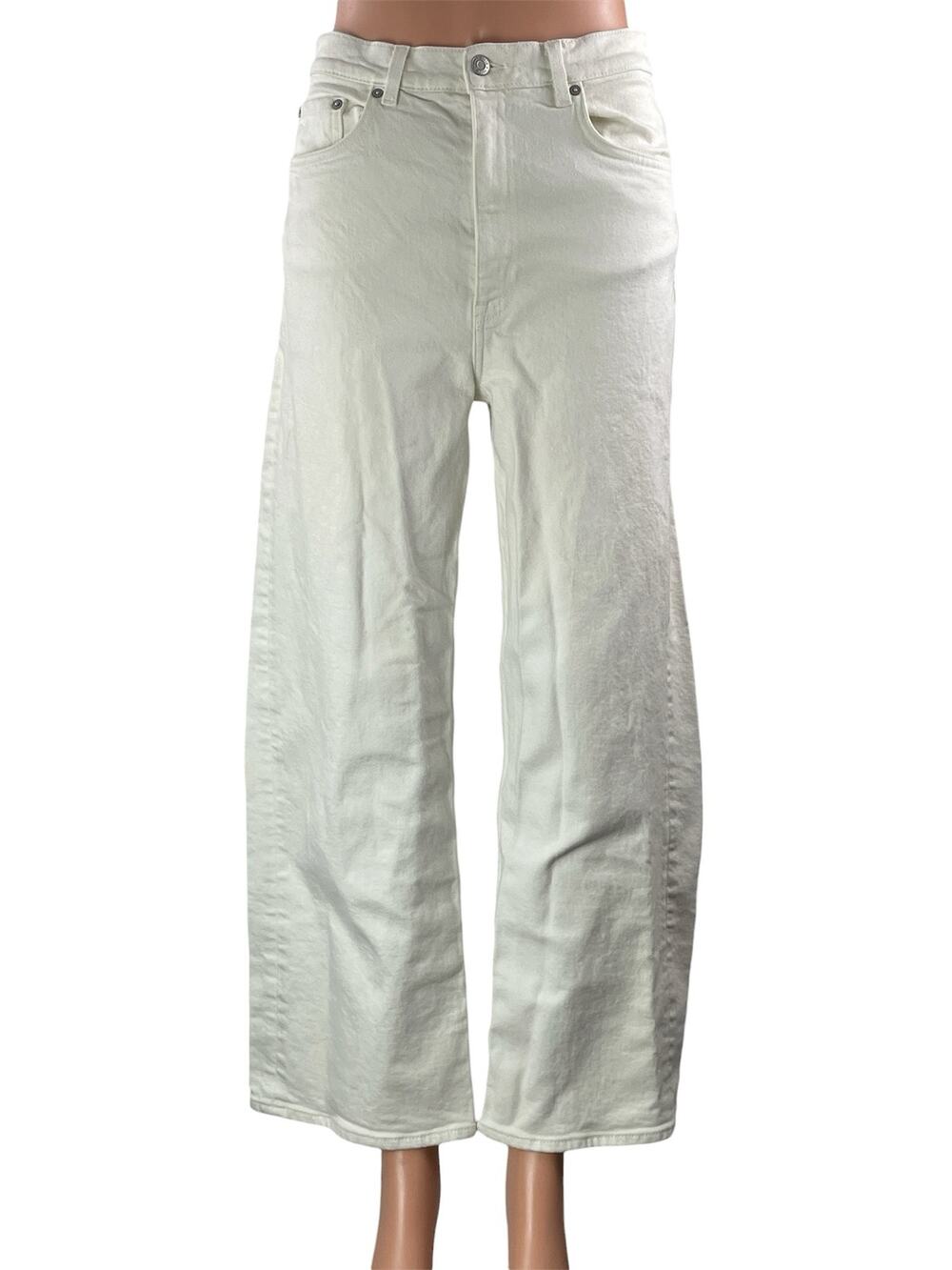 & Other Stories Women's White High Rise Relaxed Wide Leg Denim Jeans Pants Sz 28